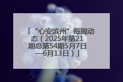 “心安滨州”每周动态（2025年第21期总第54期5月7日—6月13日）