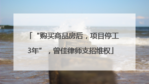 “购买商品房后，项目停工3年”，曾佳律师支招维权