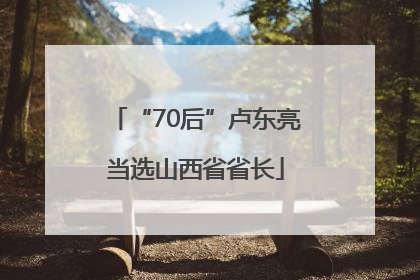 “70后”卢东亮当选山西省省长