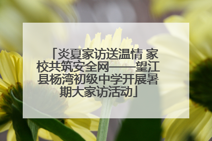 炎夏家访送温情 家校共筑安全网——望江县杨湾初级中学开展暑期大家访活动