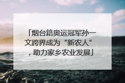 烟台籍奥运冠军孙一文跨界成为“新农人”，助力家乡农业发展