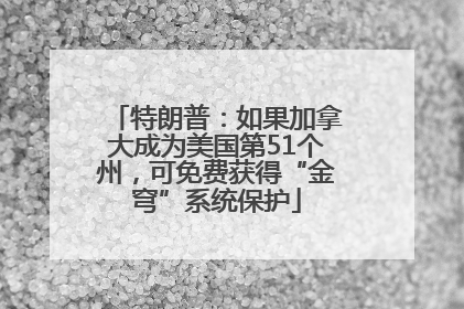 特朗普：如果加拿大成为美国第51个州，可免费获得“金穹”系统保护