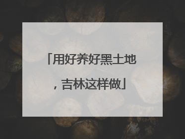 用好养好黑土地，吉林这样做