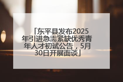 东平县发布2025年引进急需紧缺优秀青年人才初试公告，5月30日开展面谈
