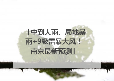中到大雨、局地暴雨+9级雷暴大风！南京最新预测