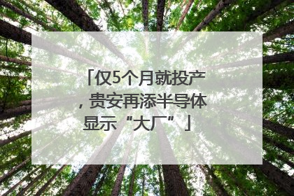 仅5个月就投产，贵安再添半导体显示“大厂”