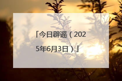 今日辟谣（2025年6月3日）