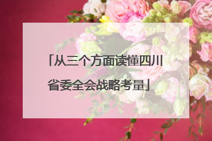 从三个方面读懂四川省委全会战略考量