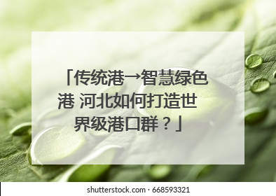 传统港→智慧绿色港 河北如何打造世界级港口群？
