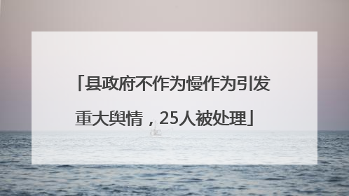 县政府不作为慢作为引发重大舆情，25人被处理