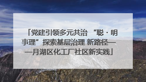 党建引领多元共治 “聪・明事理”探索基层治理 新路径——月湖区化工厂社区新实践