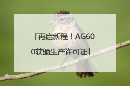 再启新程！AG600获颁生产许可证