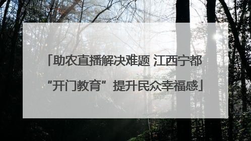 助农直播解决难题 江西宁都“开门教育”提升民众幸福感