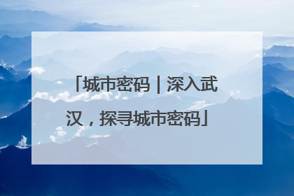 城市密码｜深入武汉，探寻城市密码