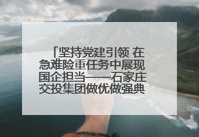 坚持党建引领 在急难险重任务中展现国企担当——石家庄交投集团做优做强典型报道之一