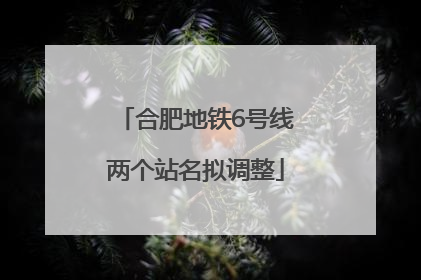 合肥地铁6号线两个站名拟调整