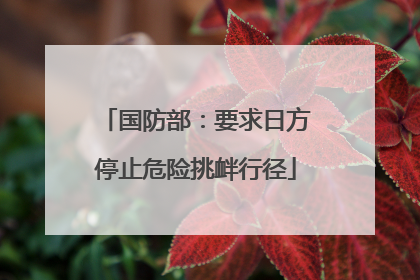 国防部：要求日方停止危险挑衅行径