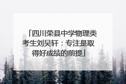 四川荣县中学物理类考生刘昊轩：专注是取得好成绩的前提