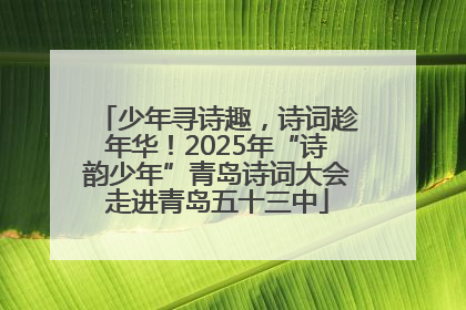 少年寻诗趣，诗词趁年华！2025年“诗韵少年”青岛诗词大会走进青岛五十三中
