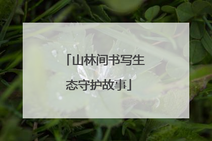 山林间书写生态守护故事