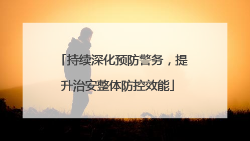 持续深化预防警务，提升治安整体防控效能