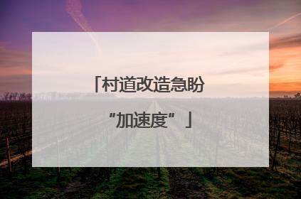 村道改造急盼“加速度”