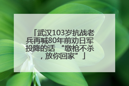 武汉103岁抗战老兵再喊80年前劝日军投降的话 “缴枪不杀，放你回家”