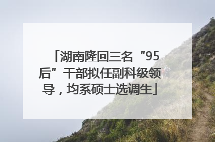 湖南隆回三名“95后”干部拟任副科级领导，均系硕士选调生