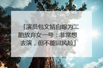 演员包文婧自曝为二胎放弃女一号：非常想去演，但不能冒风险