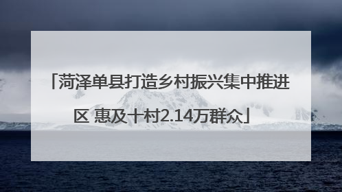 菏泽单县打造乡村振兴集中推进区 惠及十村2.14万群众