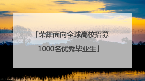 荣耀面向全球高校招募1000名优秀毕业生