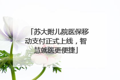 苏大附儿院医保移动支付正式上线，智慧就医更便捷