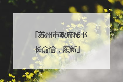 苏州市政府秘书长俞愉，履新