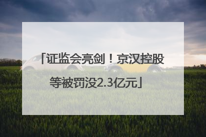 证监会亮剑！京汉控股等被罚没2.3亿元