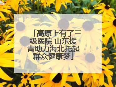 高原上有了三级医院 山东援青助力海北托起群众健康梦