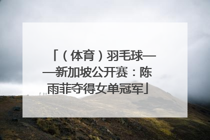 （体育）羽毛球——新加坡公开赛：陈雨菲夺得女单冠军