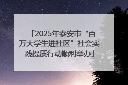 2025年泰安市“百万大学生进社区”社会实践提质行动顺利举办