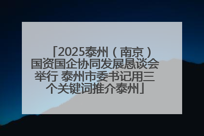 2025泰州（南京）国资国企协同发展恳谈会举行 泰州市委书记用三个关键词推介泰州